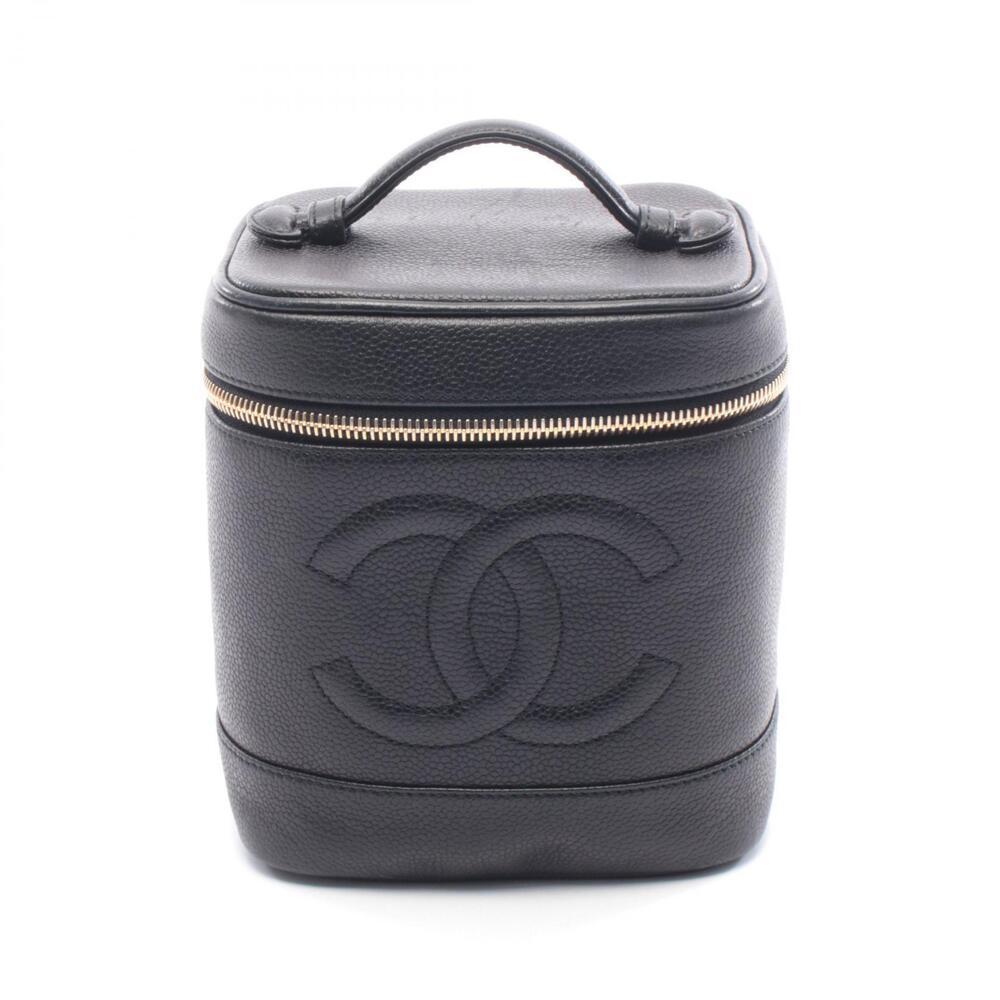 Chanel Coco Mark Handbag Leather Grained Calfskin Black